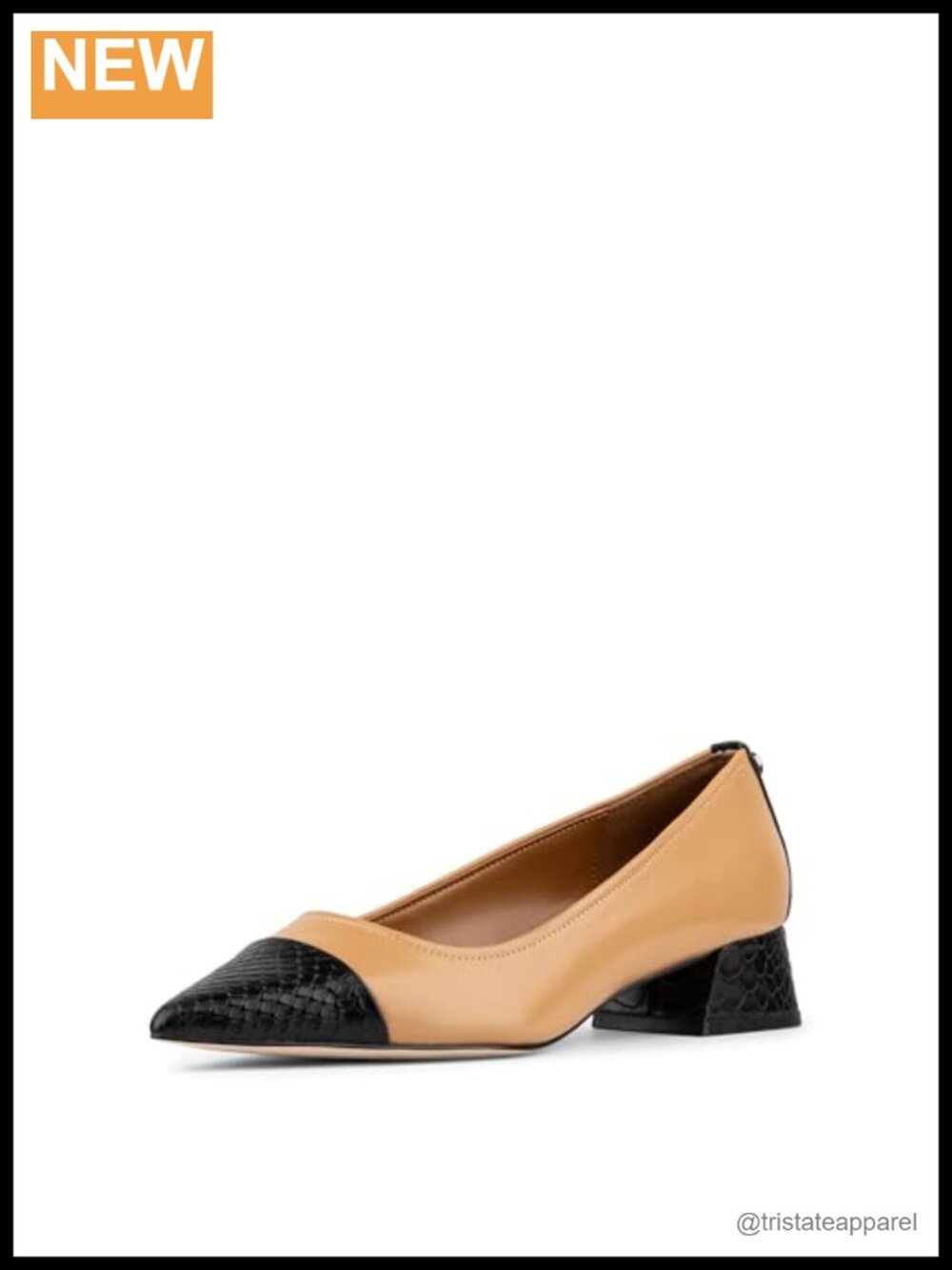Cap Toe Block Heel Pointed Toe Women's Pump Memory Foam